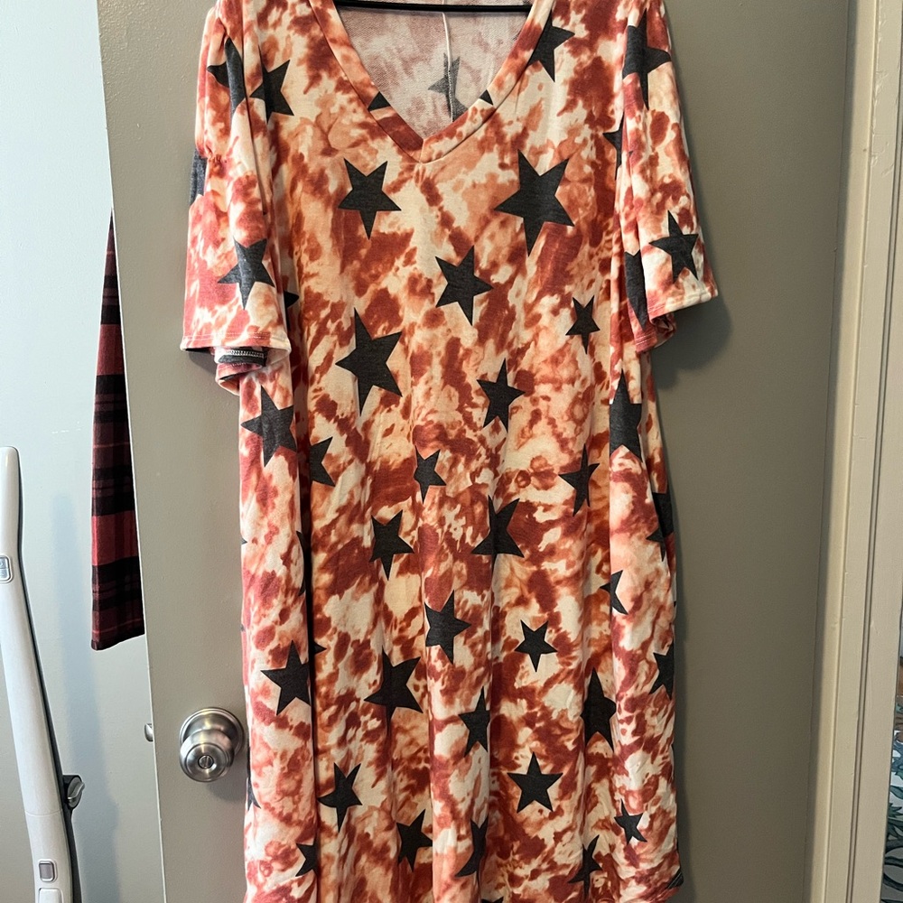 Vibrant Starry V-Neck Mini Dress